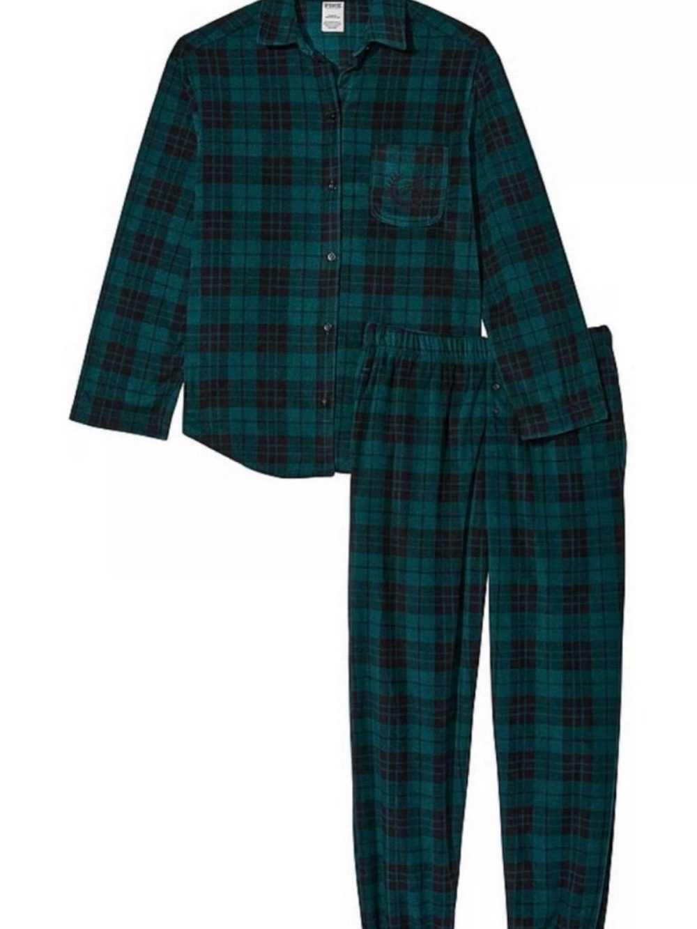 Victoria's Secret Green & Black Plaid Pajama Set